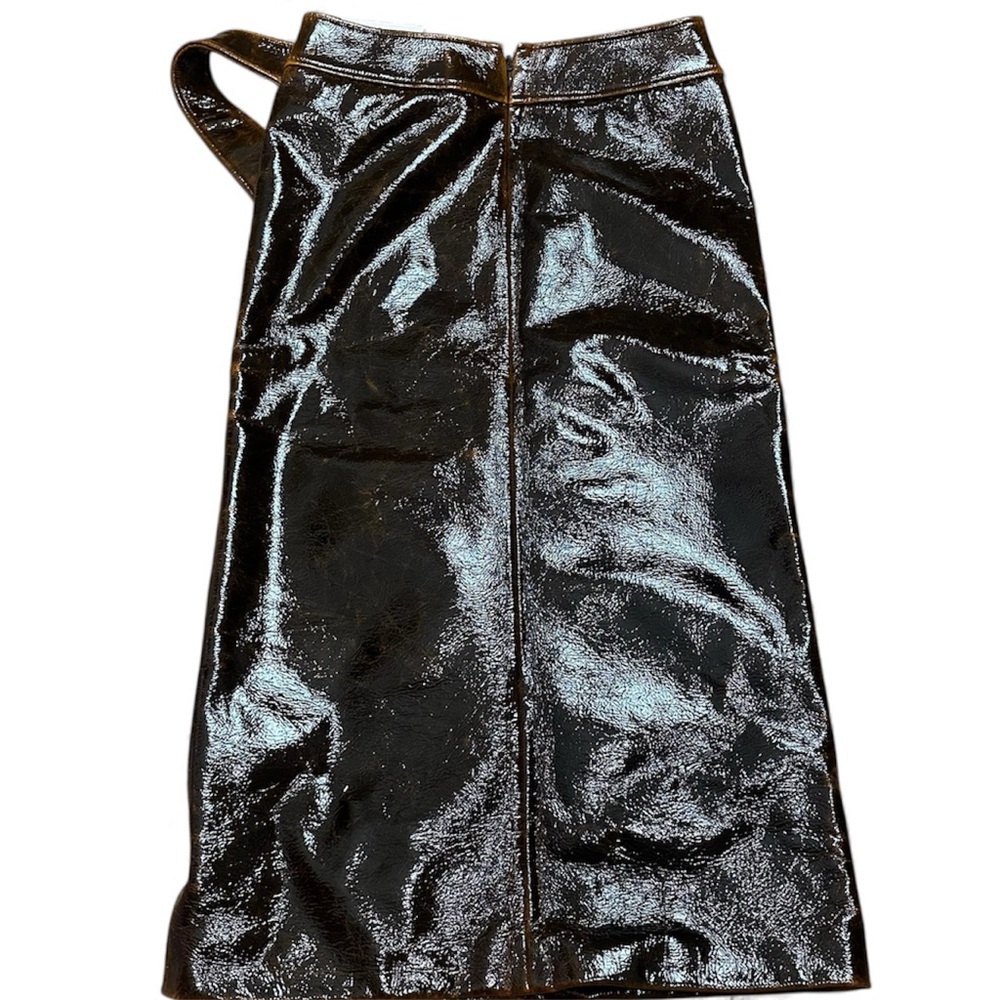 Brandon Maxwell Evelyn Mahogany Brown Maxi Wrap Skirt with Slit - Picture 11 of 12